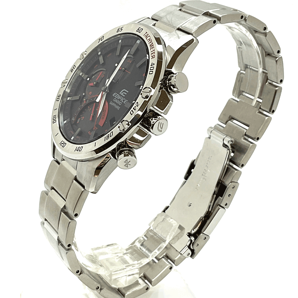 N【中古】【CASIO】カシオ　エディフィス　ソーラー時計　EQB-1000XYD-1AJF　シルバーカラー/ブラック×レッド文字盤　ステンレス　腕周り約21.5cm　箱付属　ブランド時計　メンズウオッチ　送料無料　腕時計 質屋かんてい局那須塩原店★3100018-455n