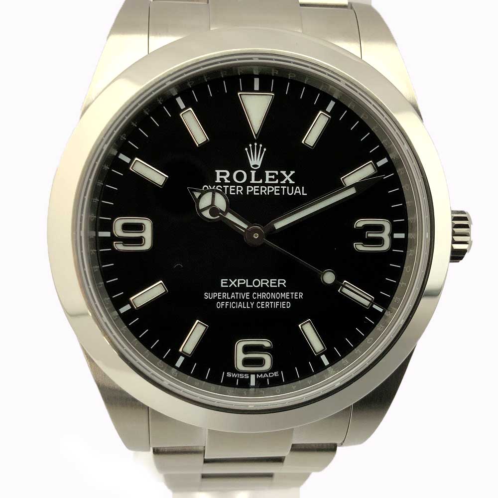 O【ROLEX】 付属品有!!OH+仕上済!!　ロレックス　後期モデル　エクスプローラー1　214270　ランダム品番　ステンレススチール　SS　自動巻き　オートマティック　ブラック文字盤　フォーマル　メンズ　中古【かんてい局小山店】3100004-10o-ht