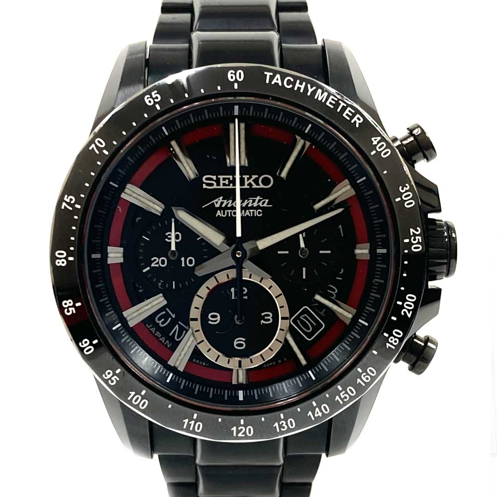 N【中古】【SEIKO】 セイコー ブライツ アナンタ 中澤佑二コラボモデル 自動巻き 8R28-00M0 限定700本 241/700 ブラックベルト/ブラックベゼル/ブラック×レッド文字盤 ステンレス 箱付属 メンズ ブランド時計 かんてい局那須塩原店 ★3100017-231n