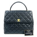 N 【中古】【CHANEL】シャネル　ココマークハンドバッグ　A12397　キャビアスキン　ブラック×ゴールドカラー金具　ブランドバッグ　ギャラ有(7778****)　 かんてい局那須塩原店★3100315-7n