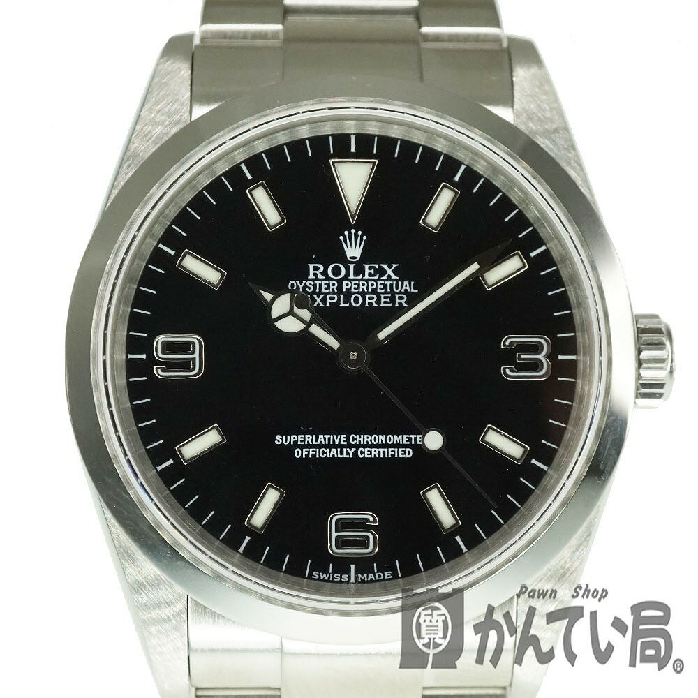 商品情報 管理番号 k20-5555 ブランド ROLEX【ロレックス】 型番 114270 商品名 エクスプローラーI 素材 ケース：SS（ステンレススチール） ブレス：SS（ステンレススチール） サイズ ケース：約36.0mm 腕周り：約18.0cm 仕様 自動巻き 100m防水 文字盤 黒文字盤 精度 日差：+7秒〜+8秒 シリアル K11**** 付属品 外箱/箱 ギャランティー - 商品説明 ■ロレックスのエクスプローラーIの入荷です。 ■登山家の為に発明された正統派スポーツモデルで、シンプルな3針のモデルです。 ■2020年10月に弊社提携業者にて【オーバーホール】【外装仕上げ】を行っております。 ■ブレスに若干の伸びが見受けられます。 ■風防10時側に微小のガラス欠けが見受けられます。 【注意事項】 ※店頭でも販売中のため画像にない傷が付く場合が御座いますのでご了承下さいませ。 ランク USED【9】 注意事項 ※デジタルカメラにて撮影のため実際の商品の色・質感等が若干異なる場合があります。※商品の状態は写真でもご確認下さい。※写真には目立つ箇所、また一番状態の悪い箇所を優先的に掲載しております。※店頭でも販売中の為多少の小傷等はご了承下さい。 商品に関する問い合わせ先 かんてい局春日井店TEL:0568-33-8555営業時間/10:00〜19:00   商品の状態について NEW 新品 未使用品 未使用品 USED【10】 極めて未使用品に近い超美品 USED【9】 メンテナンス済みの商品やほとんど使用された形跡が見られない美品 USED【8】 使用感が少ないキレイな美品 USED【7】 使用感はあるが、程度のよい良品 USED【6】 使用感があり、キズや汚れがあるが、使用上問題のない中古品 USED【5】 キズや汚れ、劣化が目立つが使用上問題のない中古品 USED【4】 使用上問題のある恐れのある難あり品 USED【3】 使用上問題のあるジャンク品 ※程度の目安はあくまでも当店の基準となります。※他店様とは同一の基準ではございませんのでご理解ください。