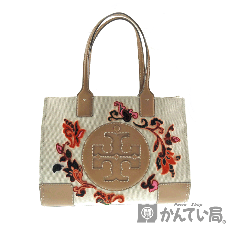 TORY BURCH【トリーバーチ】58019　トートバッグ　レザー×キャンバス　ブラウン系×ベージュ系　レディース　ブランド　軽量　【中古】USED-S【特上品】k20-4606 質屋　かんてい局春日井店のサムネイル