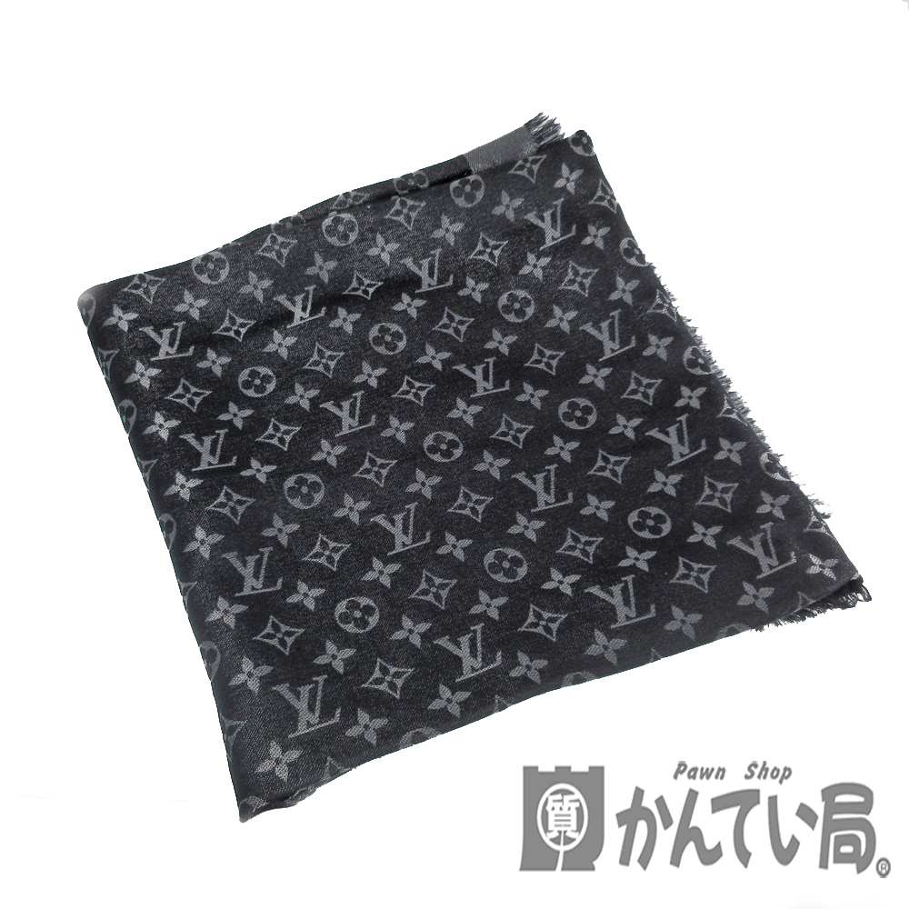 LOUIS VUITTON【ルイヴィトン】M75123　ショールモノグラム　シルク47％/レーヨン26％/ウール17％/ポリエステル10％　ブラック系×シルバー系　ファッション　ブランド　レディース　【中古】USED-B【6】k20-4872 質屋　かんてい局春日井店のサムネイル