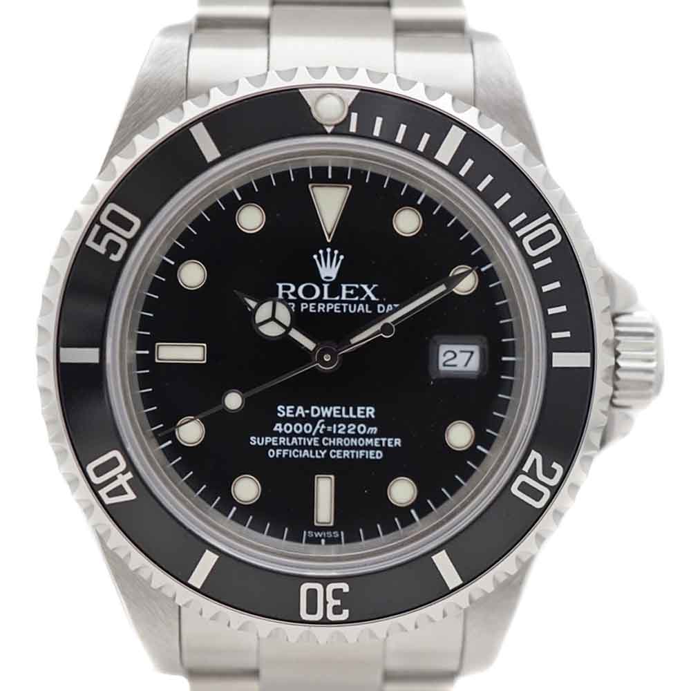 ROLEX【ロレックス】 16600 シードゥエラー 1220m防水 SS ステンレススチール 自動巻き カレンダー ブラック スポーツ ダイバーズ メンズ 腕時計 メンテナンス済み USED-9 【中古】質屋かんてい局春日井店 k21-744