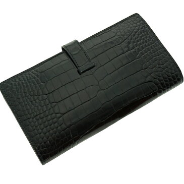 HERMES【エルメス】ベアンスフレ 長財布 ワニ革 アリゲーター レザー マチ付き H金具 ブラック系 シルバー金具 高級 ラグジュアリー メンズ レディース ユニセックス C刻印(2018年)【中古】USED-6 質屋かんてい局春日井店 k21-2362