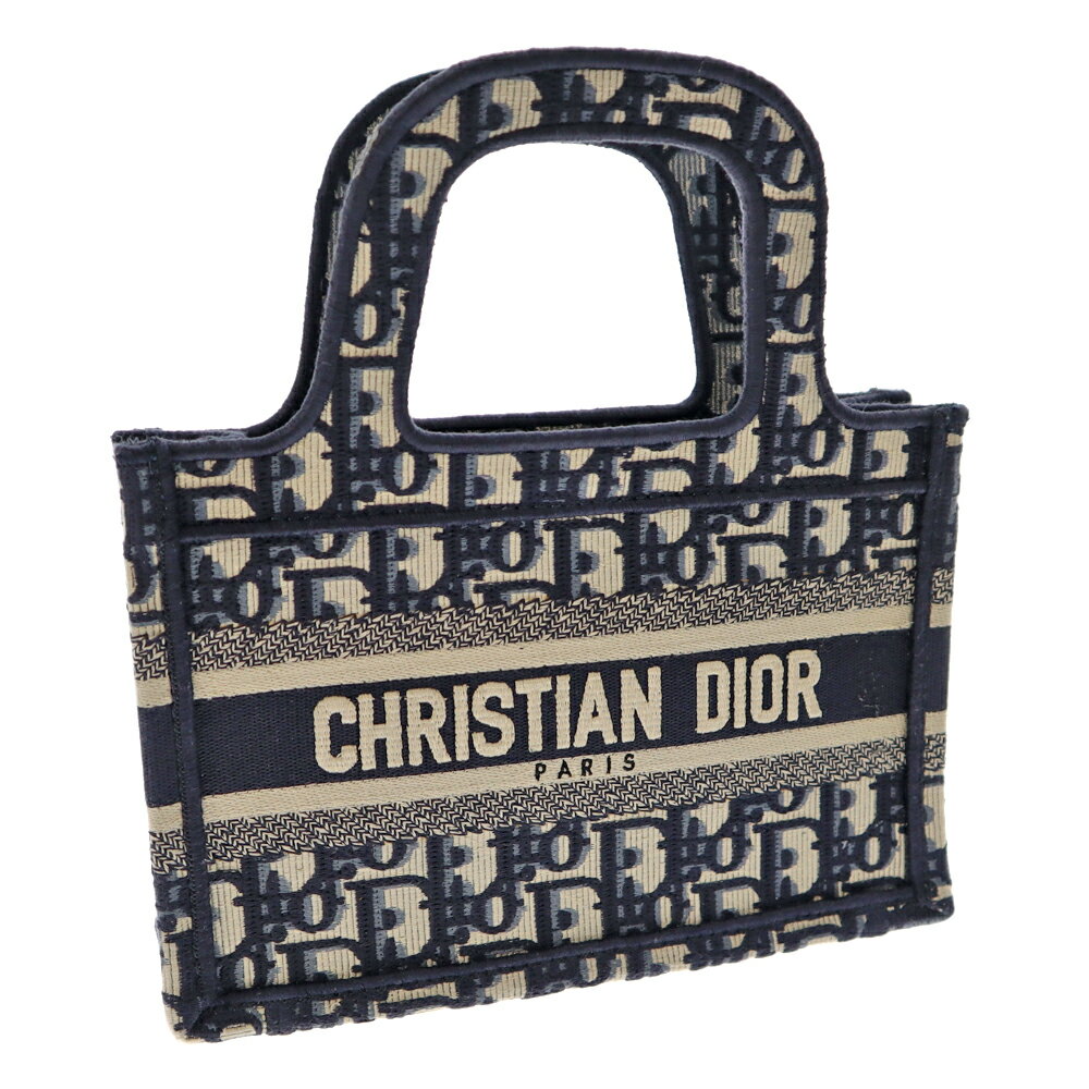 Christian Dior【クリスチャン・ディオール】S5475ZRIW ブックトートミニ ジャガード 織り トロッター 柄 ネイビー系 生成り 小さめ オフホワイト キャンバス 鞄 かばん バッグ メンズ レディース ユニセックス【中古】USED-8 質屋かんてい局春日井店 k22-333のサムネイル