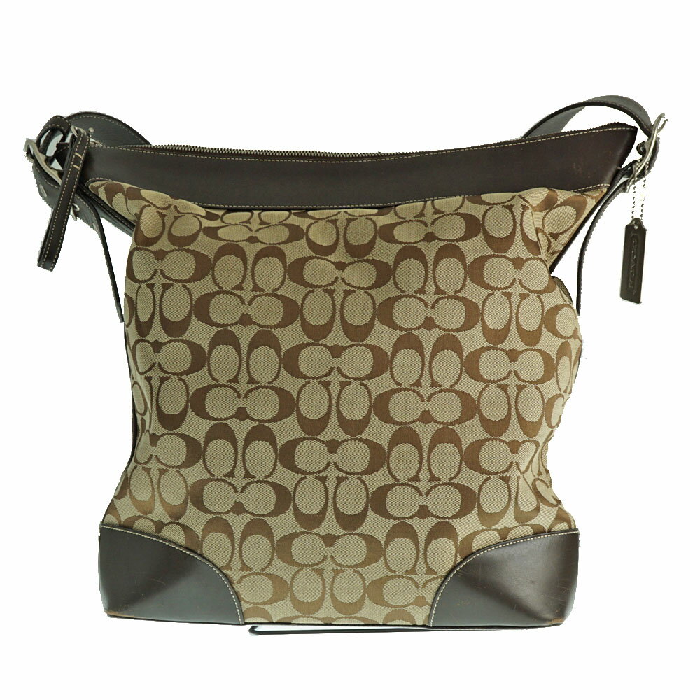 COACH【コーチ】6345　ショルダーバッグ　手持ち キャンバス ベージュ×ブラウン 　キャンバス　レザー　大容量　普段使い 　ブランド　カバン　鞄　ファッション【中古】USED-6　買取専門 かんてい局春日井店 　k21-2177