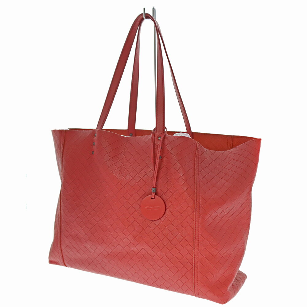 ボッテガヴェネタ Bottega veneta イントレッチオトートバッグ レッド系 【中古】