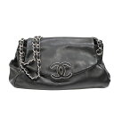 シャネル Chanel チェーン バッグ ブラック×シルバー【中古】