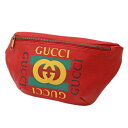 グッチ Gucci 530412 ボディバッグ レッド レザー ロゴ プリント 赤 原色 メンズ GG【中古】(4)