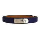 エルメス Hermes ケリーベルト18 ネイビー×シルバー金具 レザー 紺×銀 革 ユニセックス【中古】