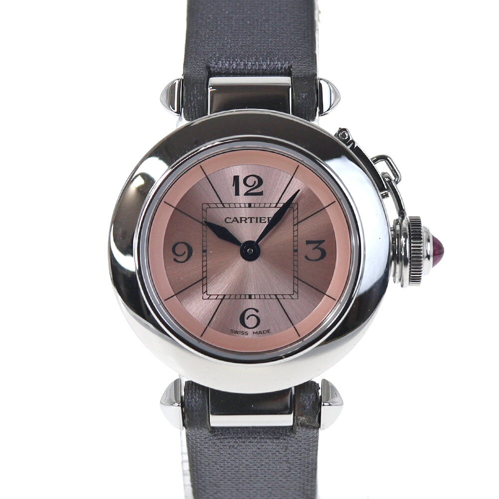 タイムセール！美品♡証明書、新品ベルト付き！カルティエ♡ミスパシャ♡ピンク カルティエ Cartier ミスパシャ WJ124028 シルバー K18PG/革