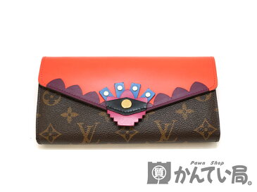 LOUIS VUITTON【ルイ・ヴィトン】M61384 ポルトフォイユ・サラ モノグラム・トーテム ライン ブラウン コーラル ピンク パープル マルチカラー デザイン 財布 長財布 レディース さいふ【中古】USED-7 質屋かんてい局北名古屋店 n19-6927