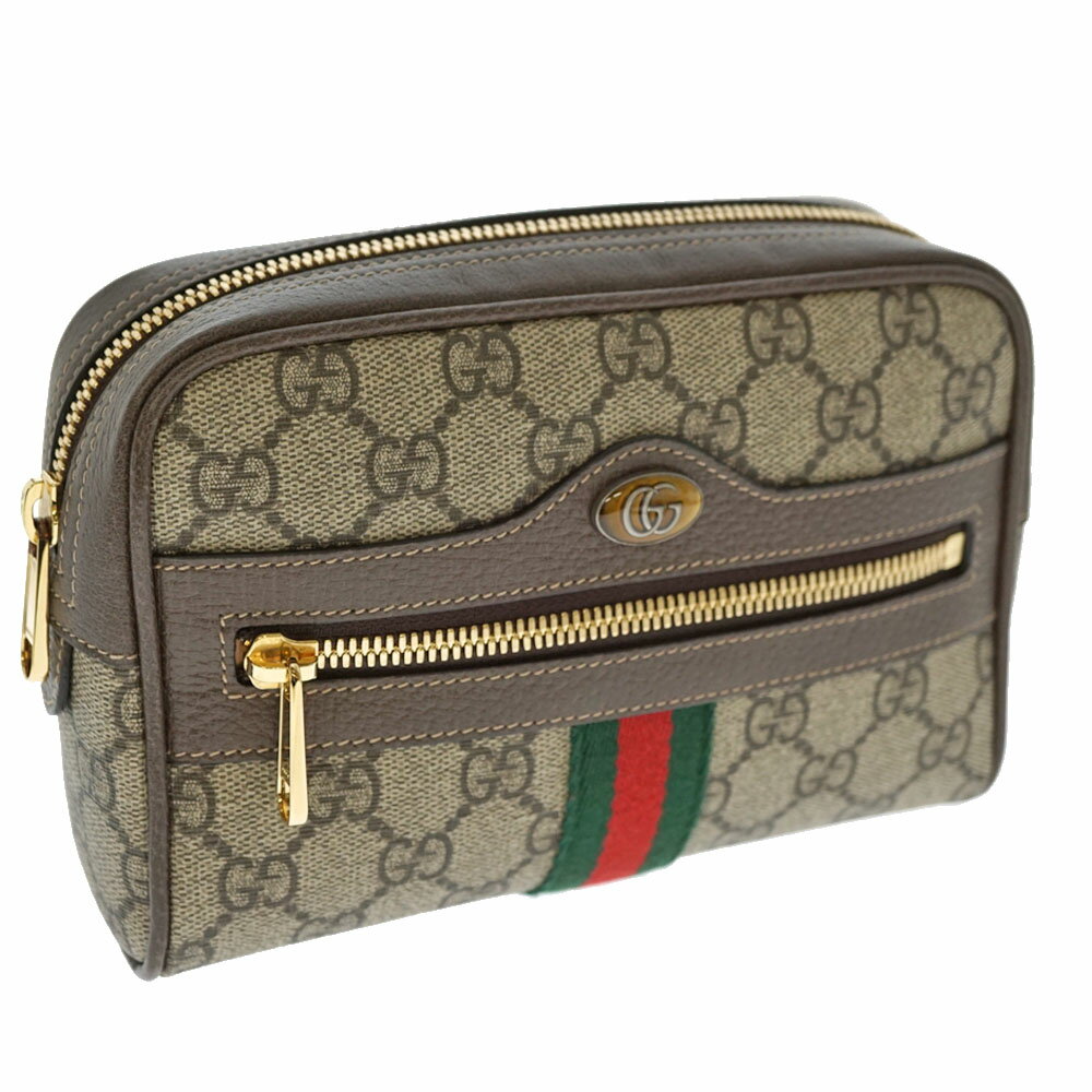 GUCCI【グッチ】517076 スモールベルトバッグ GGスプリーム オフディアライン GG グッチシマ シェリーライン グリーン レッド ベージュ×エボニー ウエストバッグ 鞄 かばん メンズ レディース ユニセックス【中古】USED-8 質屋かんてい局北名古屋店 n20-6884