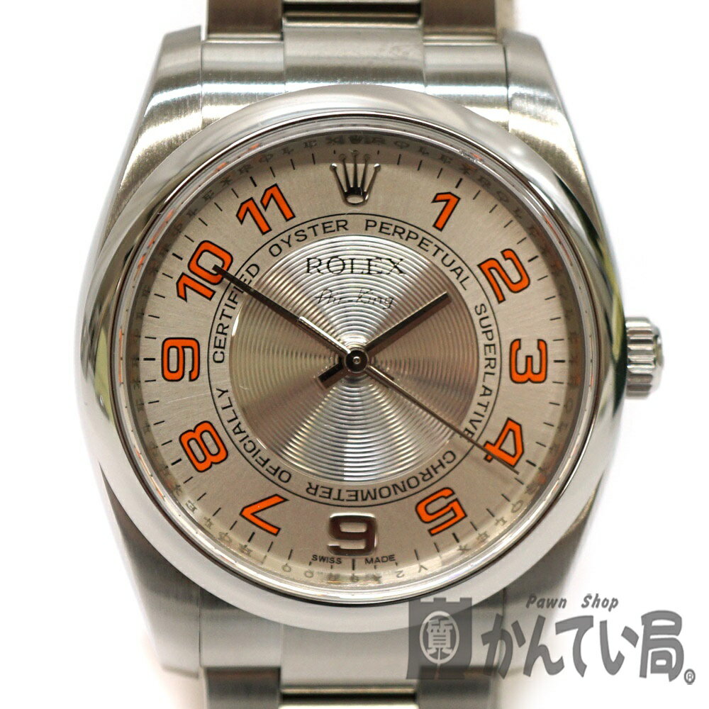 ROLEX【ロレックス】114200　エアキング　V番　シルバー文字盤　オレンジ　メンズ　腕時計　自動巻き　ステンレス　【中古】　USED-9　質屋　かんてい局細畑店　h18-5250