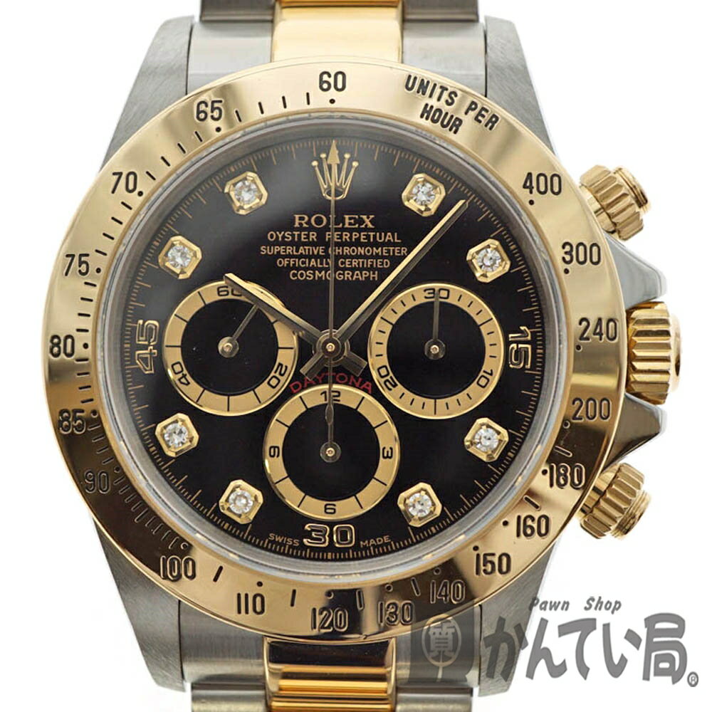 ROLEX【ロレックス】16523G　デイトナ　A番　クロノグラフ　黒文字盤　8Pダイヤ　SS×YG　イエローゴールド　自動巻き　オーバーホール・新品仕上げ済み　【中古】USED-9【質屋かんてい局北名古屋店】n20-4932
