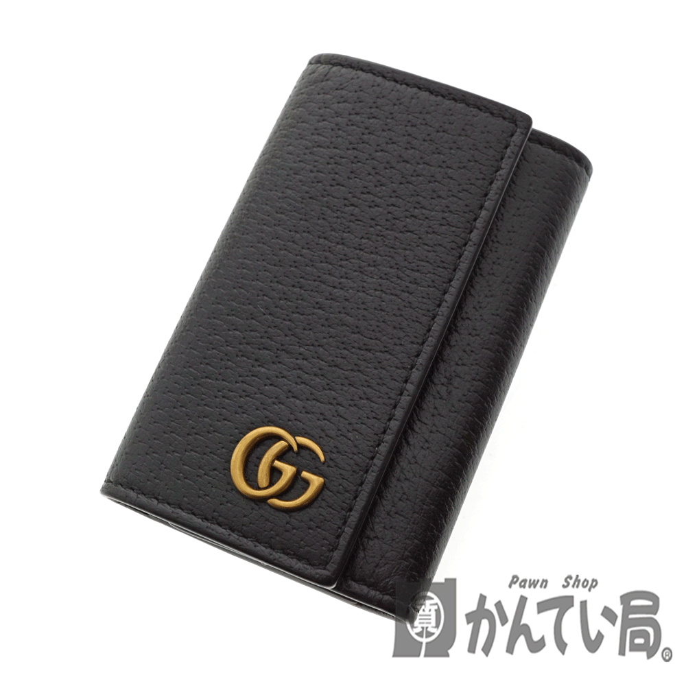 GUCCI【グッチ】435305 6連キーケース レザー GGマーモント ブラック 黒 アンティークゴールド金具 鍵入れ ブランド 小物 メンズ レディース GGロゴ ユニセックス【中古】USED-8 質屋かんてい局北名古屋店 n20-6083