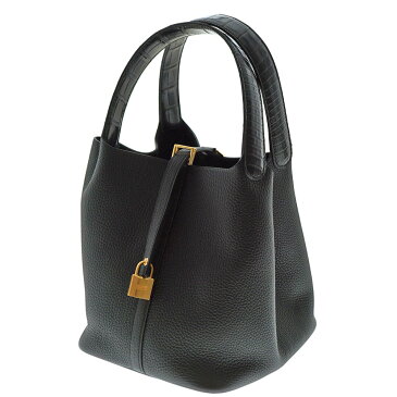 HERMES【エルメス】 ピコタンロックタッチMM トリヨンクレマンス(推定) クロコダイルアリゲーターマット ゴールド金具 Z刻印 2021年製造 ブラックカラー レザー 本革 黒 【中古】USED-10 特上品 質屋かんてい局北名古屋店 n21-4673