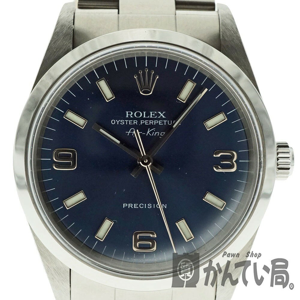 ROLEX【ロレックス】　14000　エアキング　A番　メンズ　自動巻き　ブルー　SS　アラビア　オートマ　腕時計　USED-8【中古】　質屋　かんてい局細畑店　h2002196