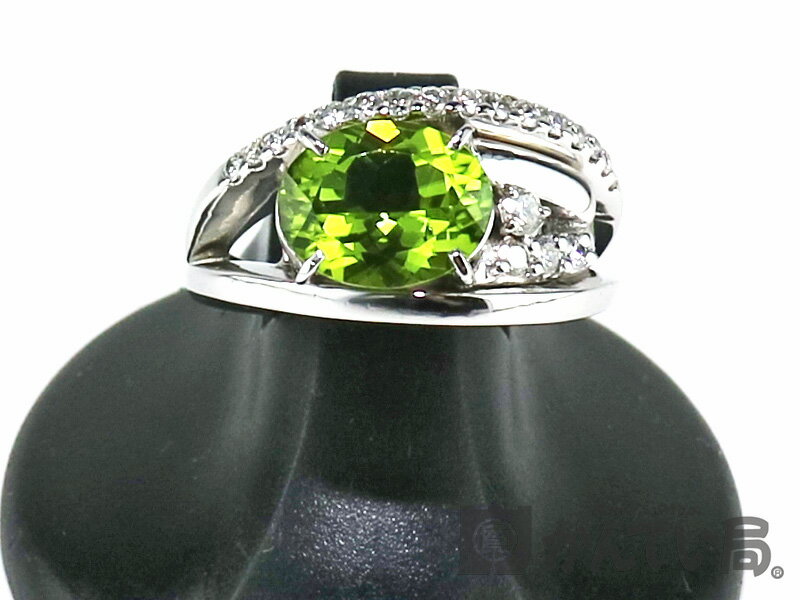 Pt900 ペリドット2.58ct×D0.38ct リング ペリドット×ダイヤモンド 約11号 約10.8g レディース 磨き上げ 指輪【中古】USED-SA 質屋かんてい局小牧店 c17-3158:質屋かんてい局