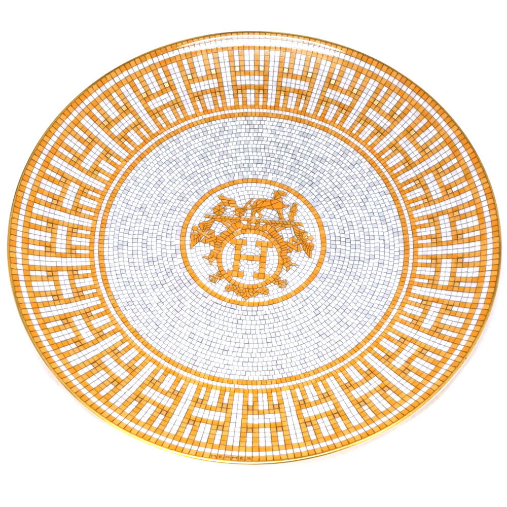 HERMES【エルメス】プレート ヴァンキャトルモザイク オレンジ 白/ホワイト 大皿 陶器 食器 インテリア 箱付き【中古】USED-S(10) 質屋 かんてい局北名古屋店 n22-9532のサムネイル