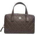 シャネル Chanel A18121 ミニボストンバッグ ダークブラウン 鞄【中古】