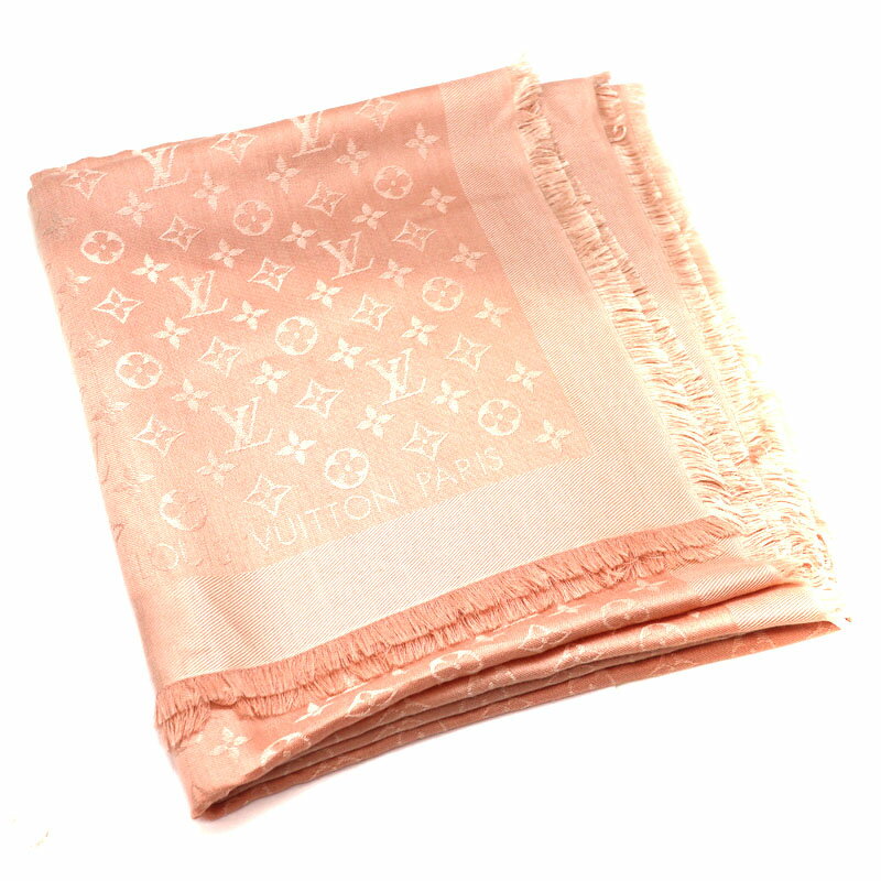 LOUIS VUITTON【ルイ ヴィトン】　M74441　ショールモノグラム　モノグラム　ショール　大判ショール　スカーフ　ピンク系　レディース　　シルク60％　ウール40％　USED-8　【中古】　A21-1799　質屋　かんてい局茜部店のサムネイル