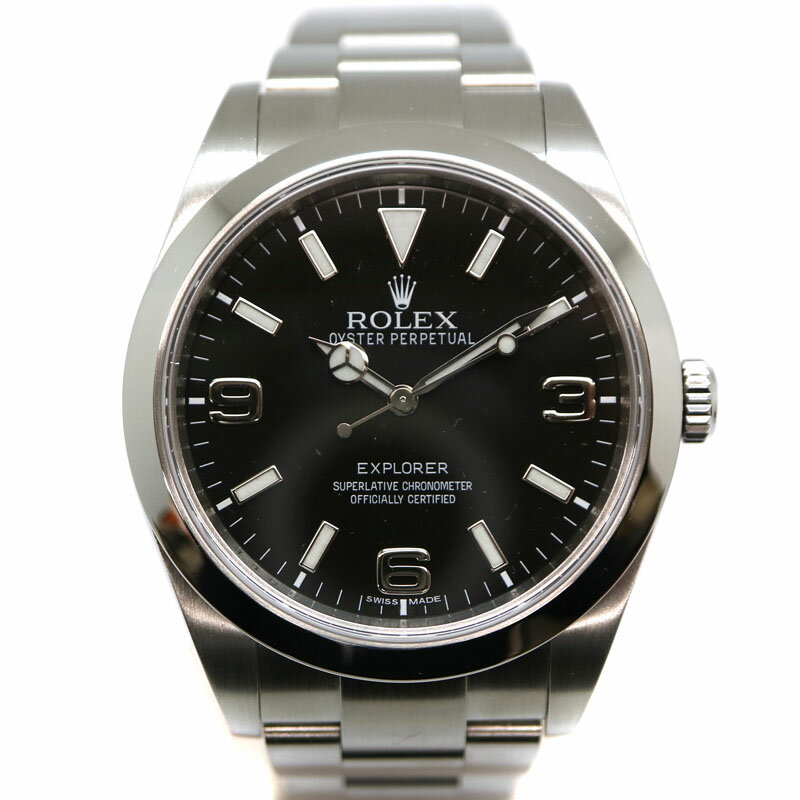 ROLEX【ロレックス】214270 エクスプローラー1 腕時計 メンズ G番 梨地バックル SS（ステンレス） 自動巻き ブラックアウト文字盤 USED-9【中古】質屋 かんてい局茜部店 a21-1919