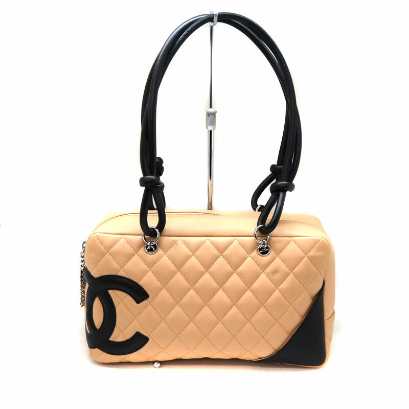CHANEL【シャネル】　A25171　ボーリングバッグ　ハンドバッグ　鞄　レディース　カーフスキン　ブラック系　ベージュ系　金具シルバー　USED-8　【中古】　A22-4438　質屋　かんてい局茜部店のサムネイル
