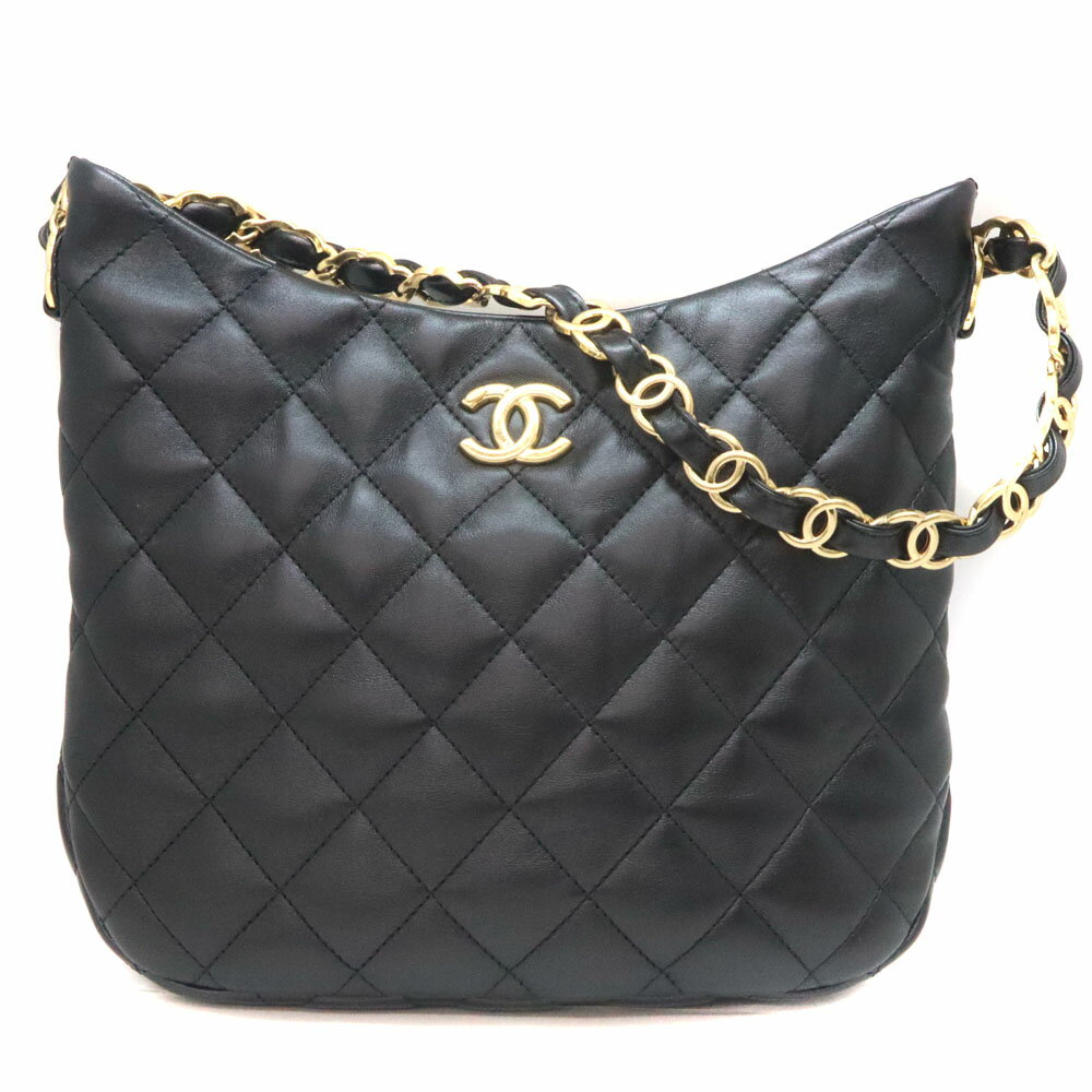 シャネル Chanel ホーボーバッグ ブラック レザー 鞄【中古】