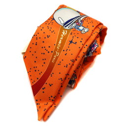 エルメス Hermes ツイリー Space Derby 棒スカーフ シルク オレンジ【中古】