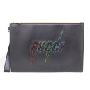 グッチ Gucci 597678 クラッチバッグ ブレードエンブロイダリー 鞄 ブラック レザー【中古】