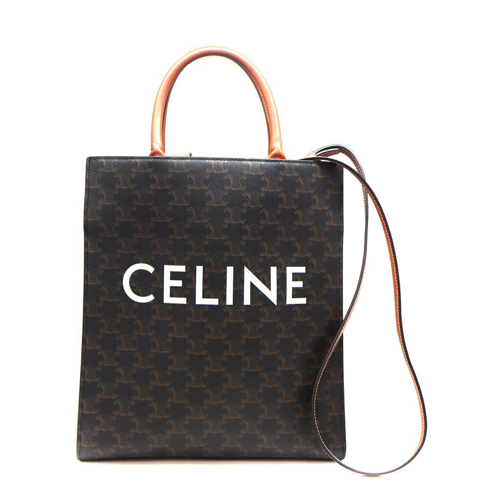 セリーヌ Celine スモール バーテイカルカバ 2WAYバッグトリオンフ ブラウン 【中古】