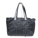 シャネル Chanel ニュートラベルライントートMM トートバッグ ナイロン レザー ブラック【中古】