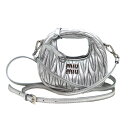ミュウミュウ miumiu 5NR019 ワンダーマテラッセ レザーホーボーバッグレザー シルバー【中古】