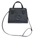 グッチ Gucci 607722 ソーホーインターロッキングG ショルダーバッグ ハンドバッグ ブラック レザー【中古】