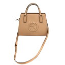 グッチ Gucci 607722 ソーホーインターロッキングG ショルダーバッグ ハンドバッグ ベージュ レザー【中古】