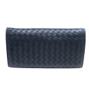 ボッテガヴェネタ Bottega Veneta 577559 イントレチャート 二つ折り長財布 レザー ネイビー【中古】(4)