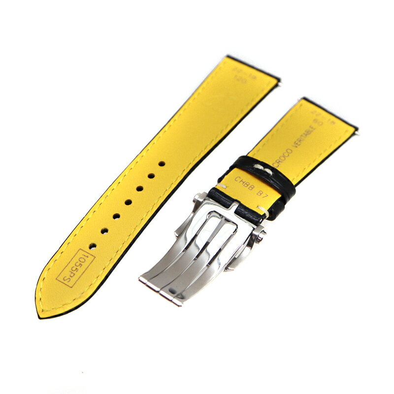 ブライトリング Breitling 1055PS ストラップ ブラック イエロー アリゲーター レザー【中古】