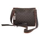 グッチ Gucci 91762 ショルダーバッグ レザー キャンバス ブラウン【中古】