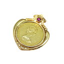 24金 18金 K24 K18 K18枠メイプルリーフ1/2ozペンダントトップ コイントップ ゴールド【中古】
