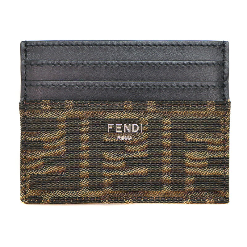 フェンディ Fendi 7M0164 カードケース レザー キャンバス ブラック ブラウン カード入れ【中古】