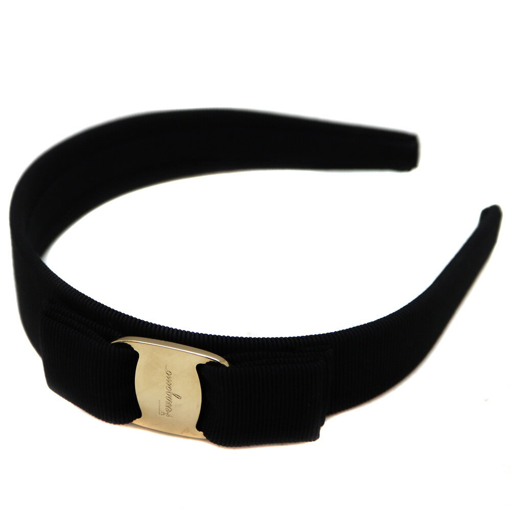 【未使用】フェラガモ　カチューシャ　黒 未使用】フェラガモ カチューシャ 黒