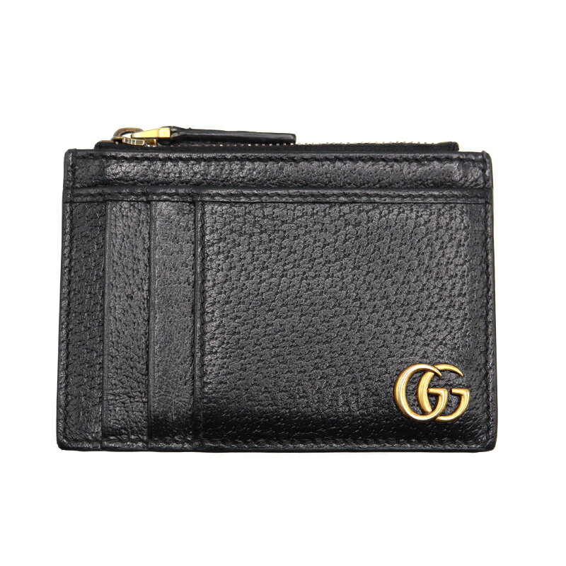 グッチ Gucci 6657589 フラグメントケース カードケース レザー ブラック ゴールド金具 カード入れ【中古】