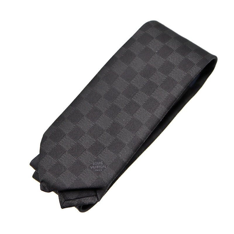 ルイヴィトン Louis vuitton M78752 ネクタイ ダミエ クラシック8CM シルク ブラック グレー【中古】