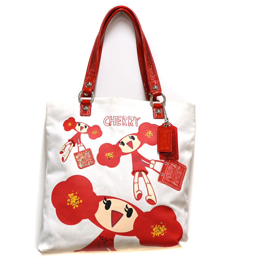 COACH【コーチ】14713　トートバッグ　ポピー　赤　キャンバス　鞄　レディース　かばん【中古】USED-6　質屋　かんてい局北名古屋店　n21-4619のサムネイル