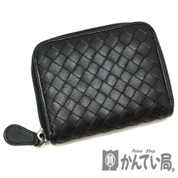 BOTTEGAVENETA【ボッテガヴェネタ】 258468 コインケース小銭入れ ブラック レザー イントレチャート　ミニ財布　コンパクト　【中古】　USED-6　質屋　かんてい局北名古屋店　n20-732