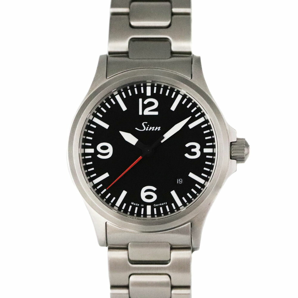 ジン Sinn 556.A.RS パイロットウォッチ 黒文字盤 赤針 オートマチック 自動巻 ステンレススチール 裏スケルトン アラビア 【中古】