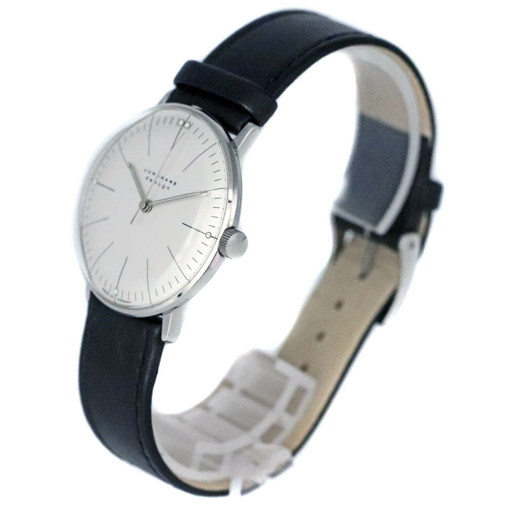 ユンハンス Junghans 27.3700 マックスビル 手巻き シルバー文字盤 50m防水 ステンレススチール レザー フォーマル ボーイズ 【中古】