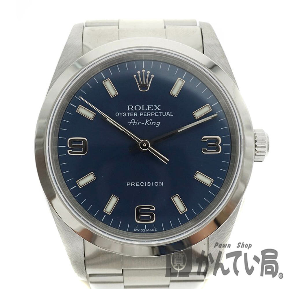 【OH・仕上げ済み】ROLEX【ロレックス】14000 エアキング A番 ブルー文字盤 SS 【中古】USED-9 質屋かんてい局細畑店 h19-6105